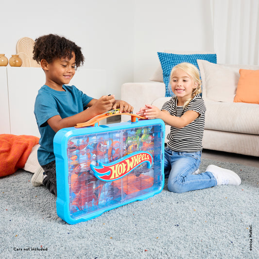 Collector's case display case for 54 cars with illuminated Hot Wheels logo