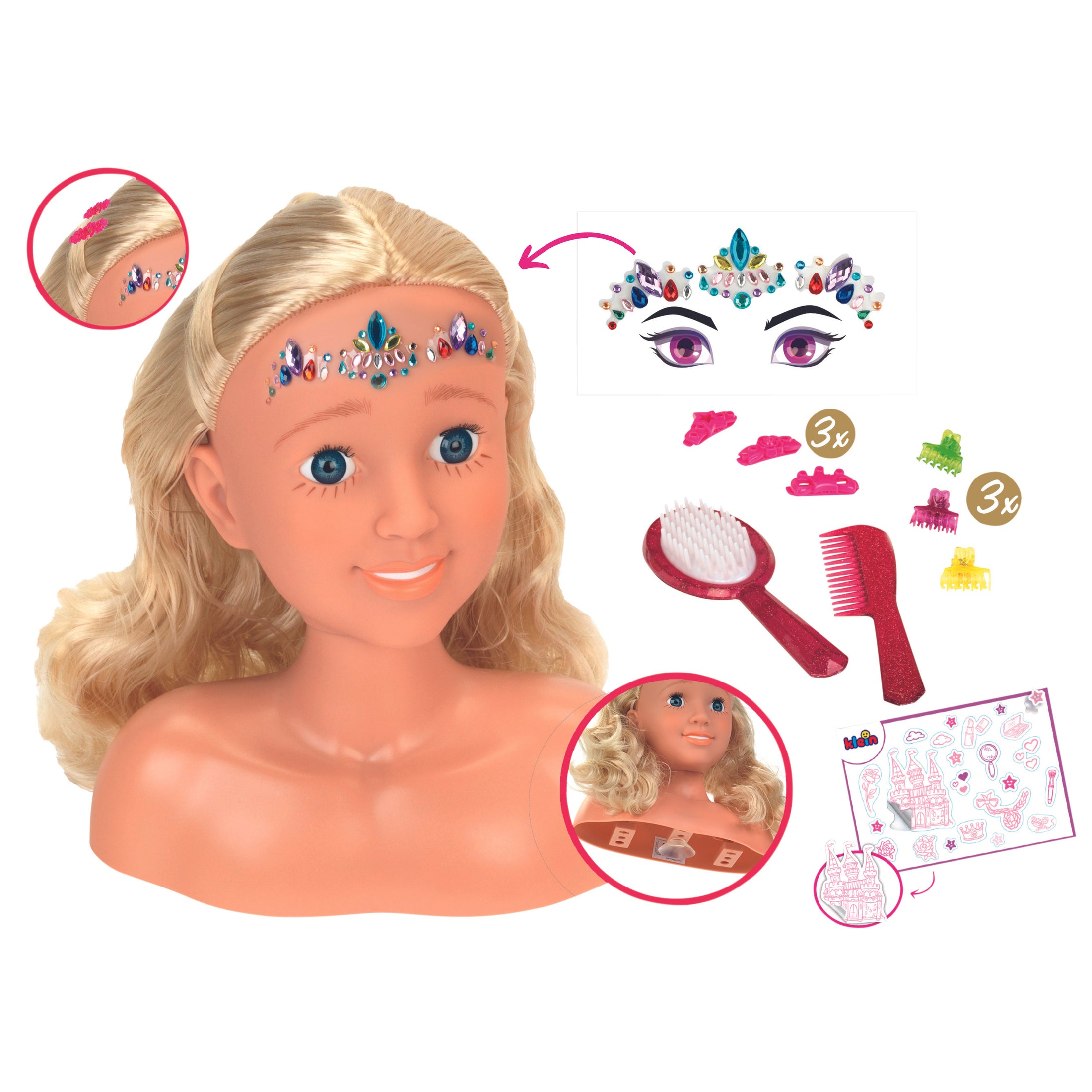 Frisierkopf "Sara" mit Face Gems