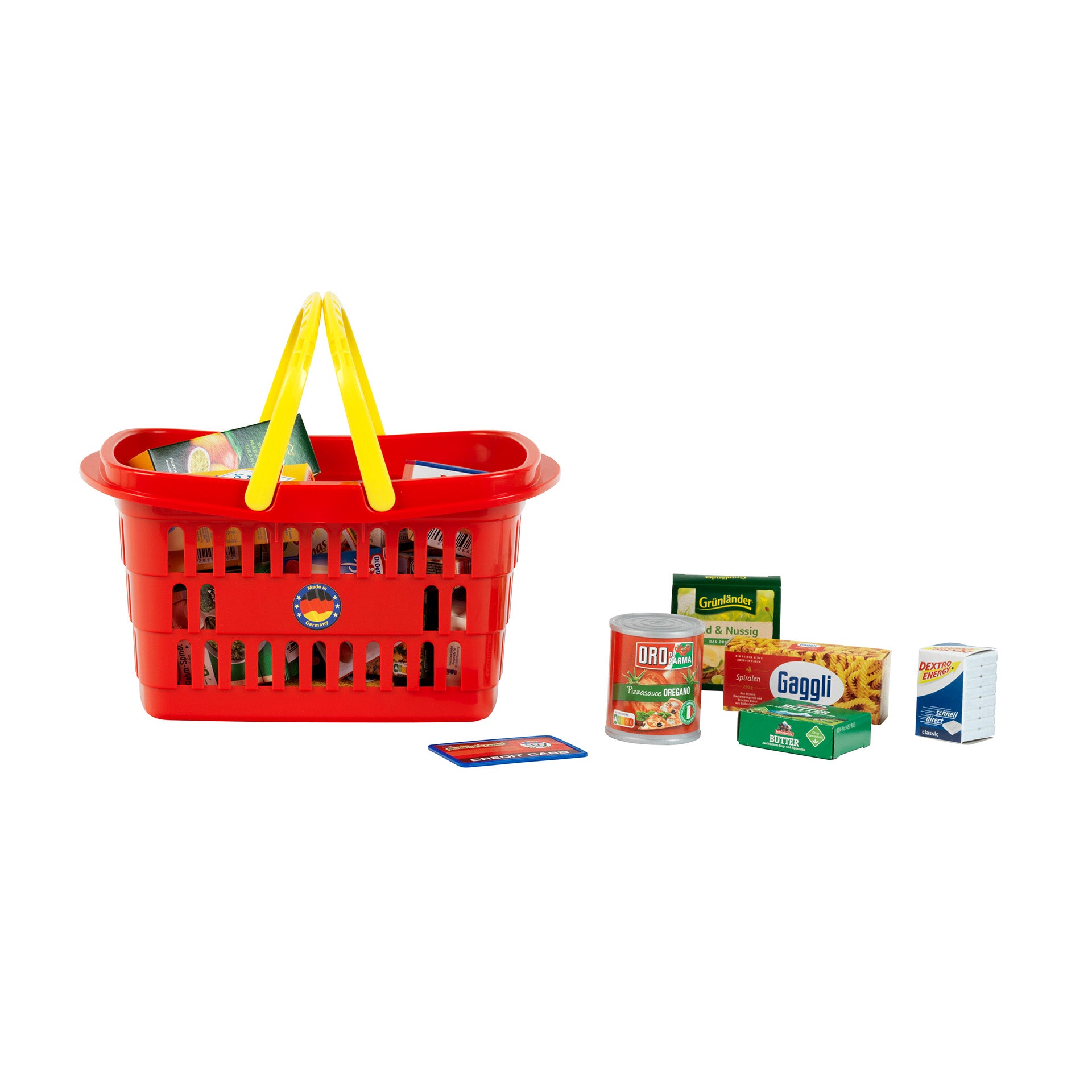 Einkaufskorb gefüllt mit Produkten DE