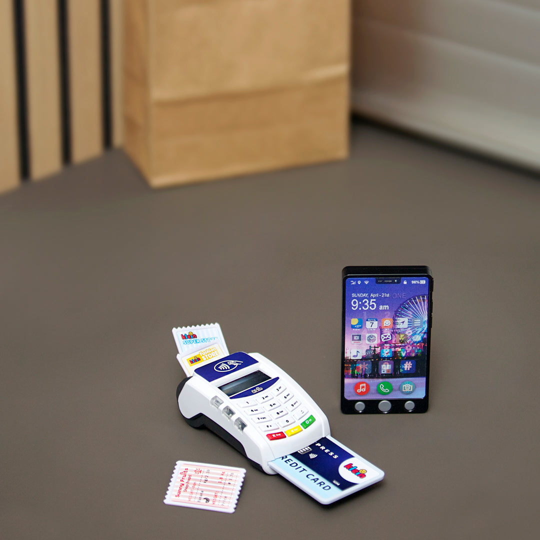 PoS Terminal und Smartphone, mit Licht, Sound und kontaktloser Bezahlfunktion