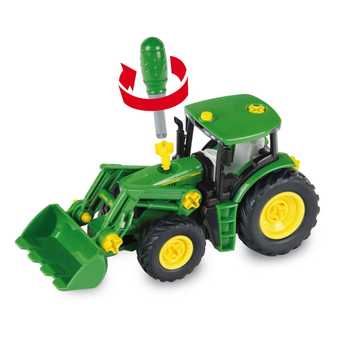 John Deere – Traktor, 2 in 1 mit Holz- und Heuwagen, 1:24